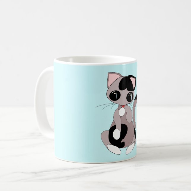Caneca De Café Bebê-Lã com Gato Pequeno Doce (Frente Esquerda)