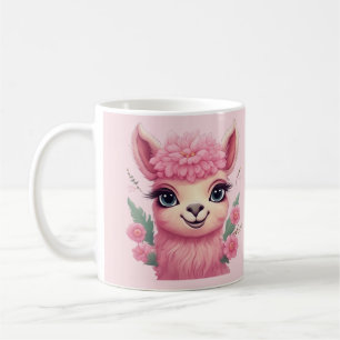 Caneca De Café Bebê Lama Sorriso Rosa
