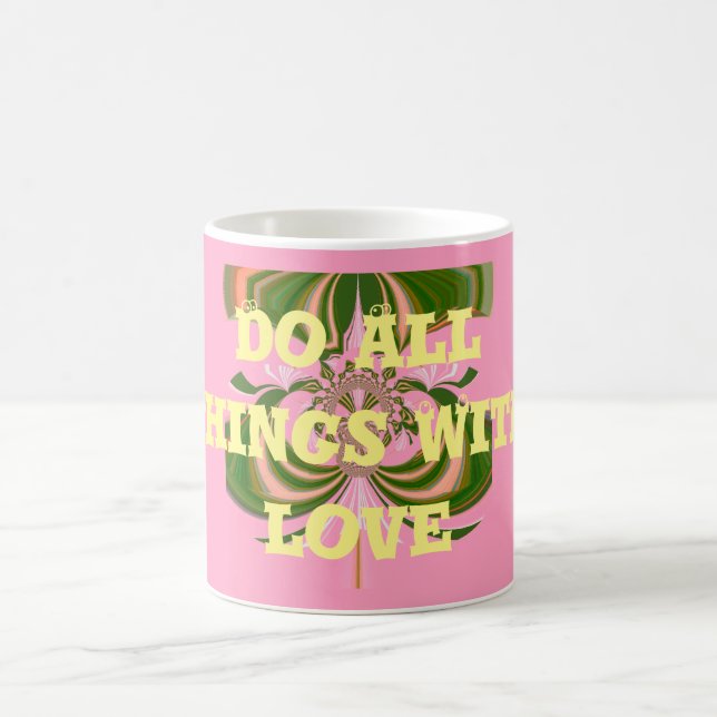 Caneca De Café Bebê lindo rosa verde e branco Caleidoscópio  (Centro)