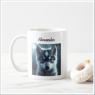 Caneca De Café Bebê Lobo Adorável ao Luar