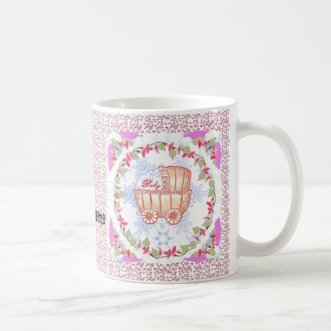 Caneca De Café Bebê Menina Floco de Neve Rosa   (Direita)