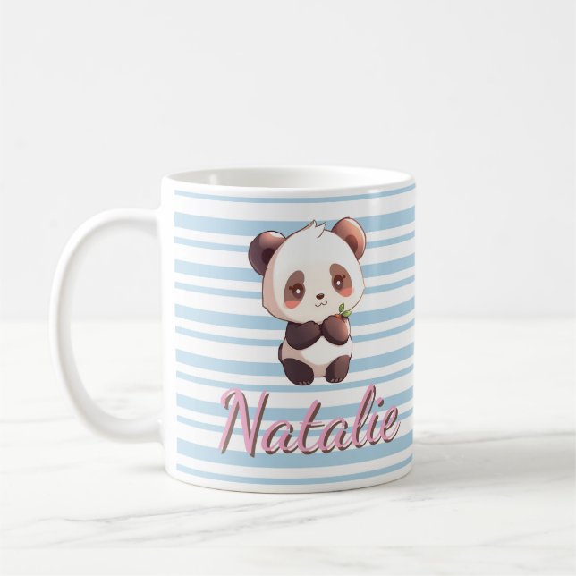 Caneca De Café Bebê Panda Fofo com Nome Personalizado (Esquerda)