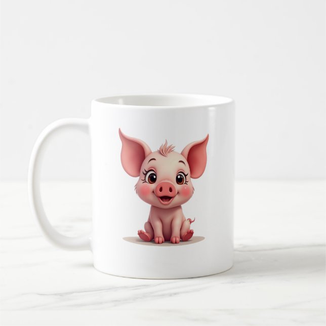 Caneca De Café Bebê Porco Fofo  (Esquerda)