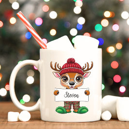 Caneca De Café Bebê Reindeer Face Crianças Fúria De Natal
