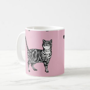 Caneca De Café Bebê Rosa Tabuleiro Gatos Arte Mug