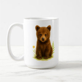 Caneca De Café Bebê Urso Cubo nas Flores Selvagens