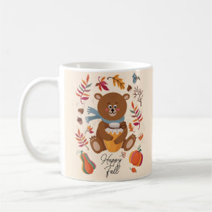 Caneca De Café Bebê urso fofo de outono com mel e texto personali