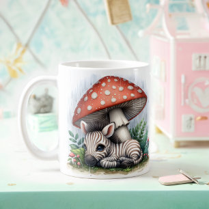 Caneca De Café Bebê Zebra Adorável Sob Guarda-chuvas