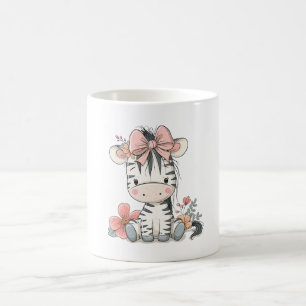 Caneca De Café Bebê zebra sentado usando laço