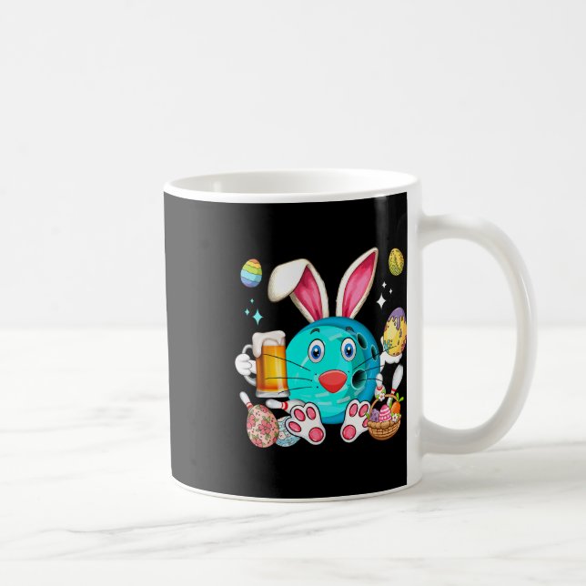 Caneca De Café Bebendo De Boliche De Coelhinho Da Páscoa Engraçad (Direita)