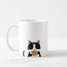Caneca De Café Bebendo De Gato Cujo Café Manga
