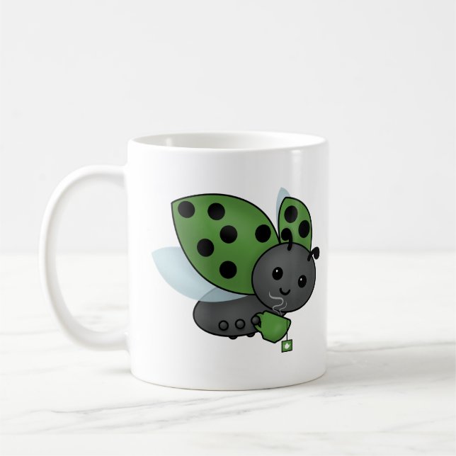Caneca De Café Bebendo Tea Ladybug Coffee Mug (Esquerda)