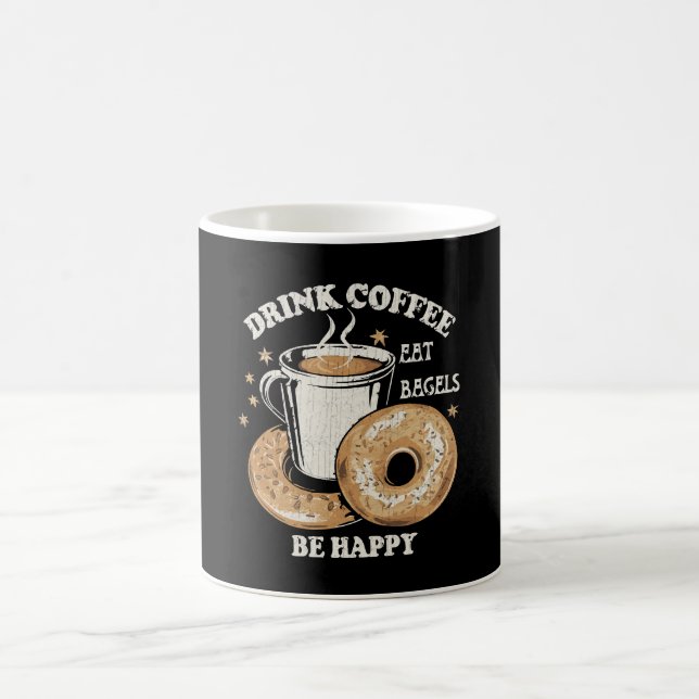 Caneca De Café Beber Café Comer Bagels Ser Feliz (Centro)