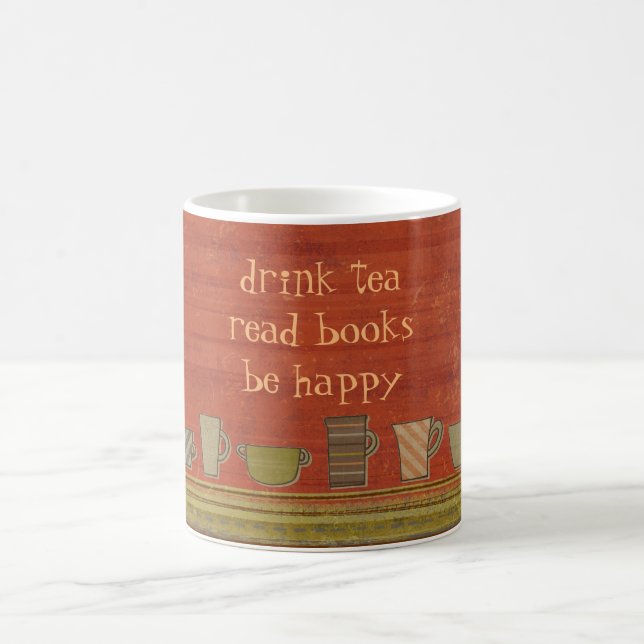 Caneca De Café Beber Chá Ler Livros Feliz Rusty Stripes Mug (Centro)
