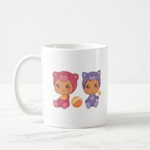 Caneca De Café Bebês Gêmeos Beam Traje De Gato