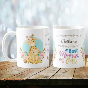 Caneca De Café Bebês Girafas Mãe Fofa Melhor Mãe de Todos os Temp