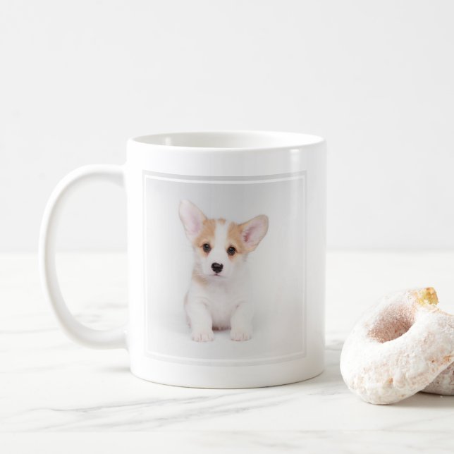 Caneca De Café Bebês Mais Pobres | Corgi Branco (Com Donut)