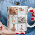 Caneca De Café Bebês, primeiro ano, fotografar guião verde<br><div class="desc">Bebês,  primeiro ano,  foto-colagem guião de patos,  ovos azuis,  contemporâneos modernos,  primeiro aniversário ou presente de decoração de natal.</div>