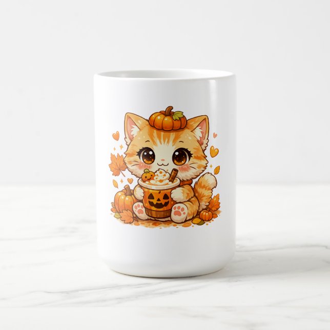 Caneca De Café Bebida de Abóbora Gatinha de Outono  (Centro)