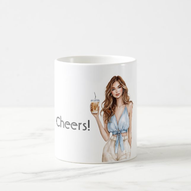 Caneca De Café Bebida de Aplausos de Topo Azul Feminino (Centro)
