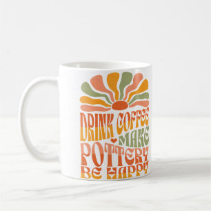 Caneca De Café Bebida Groovy Retro Café Faça Cerâmica Seja Feliz