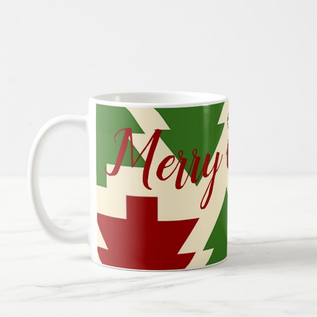 Caneca De Café Bebida verde e vermelha de árvore de Natal (Esquerda)