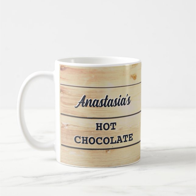 Caneca De Café Bebidas Quentes Personalizadas em Madeira Rústica (Esquerda)
