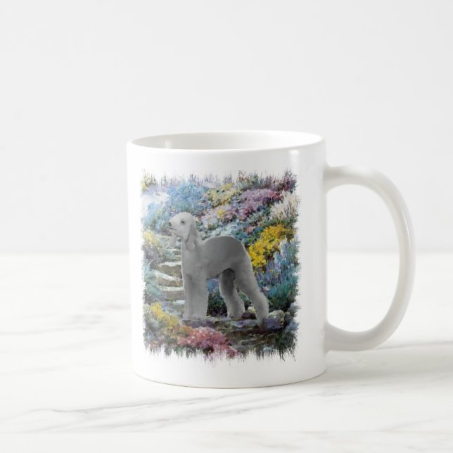 Caneca De Café Bedlington Terrier Summer Garden Art (Direita)
