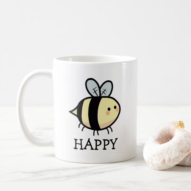 Caneca De Café Bee Happy Coffee Mug (Com Donut)