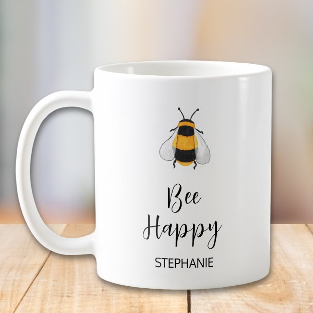 Caneca De Café Bee Personalizada Feliz (Criador carregado)