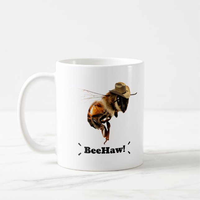 Caneca De Café Beehaw Engraçado Bee (Esquerda)