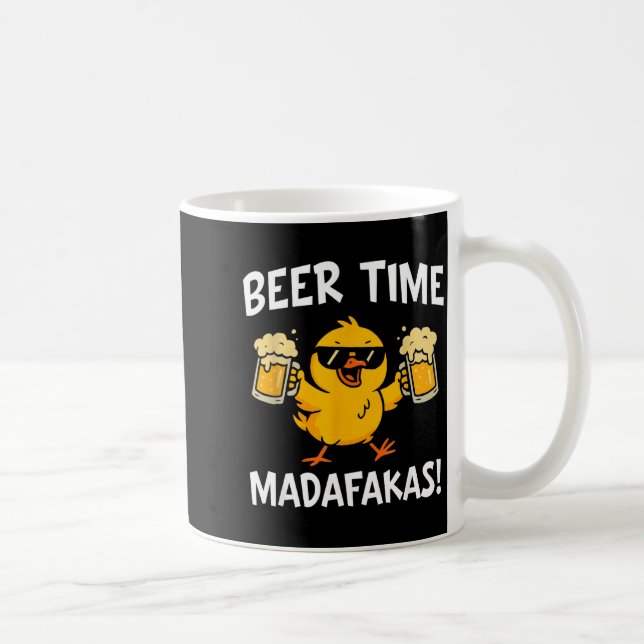Caneca De Café Beer Time Madafakas Funny Meme Duck With Beer Chic (Direita)
