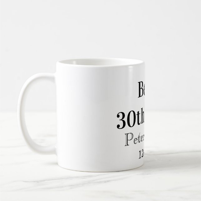 Caneca De Café Beers to 30th birthday name date man stylishSimple (Esquerda)