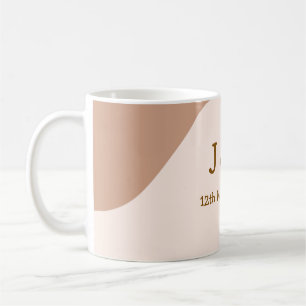 Caneca De Café Bege boho curvo data do nome do casamento laranja