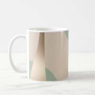 Caneca De Café Bege Elegante e Verde Suave com Acentos Dourados