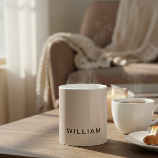 Caneca De Café bege personalizado e monograma com personalização