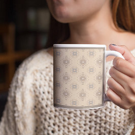 Caneca De Café Beige and Brown Impressão Mug