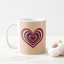 Caneca De Café Beige Com Coração Vermelho Retroati