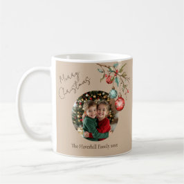 Caneca De Café Beige de Natal para Ornamentos por Aquarelas de Fo