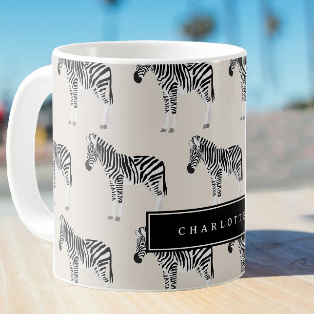 Caneca De Café Beige de Padrão Animal Exótico Zebra (Zebra Exotic Animal Pattern Beige Coffee Mug)