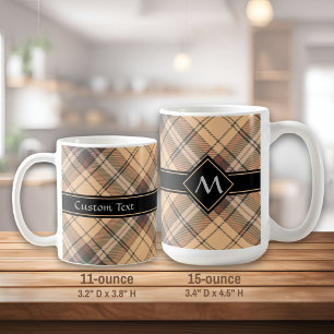 Caneca De Café Beige e Brown Tartan