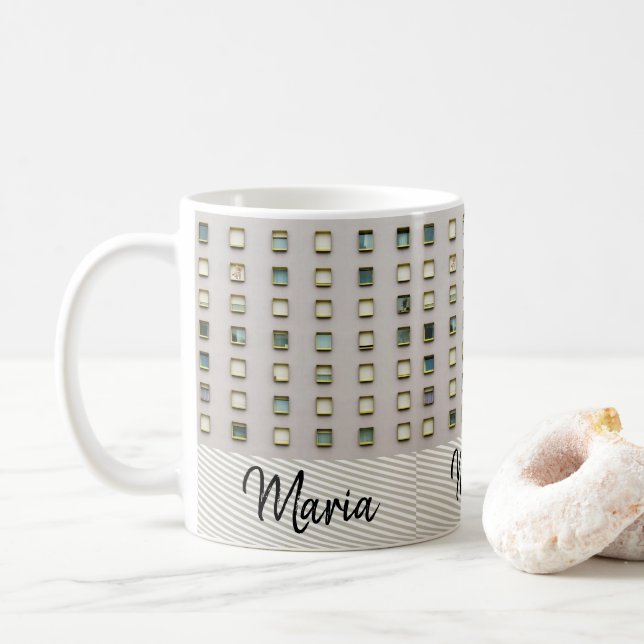 Caneca De Café Beige Green Mug (Com Donut)