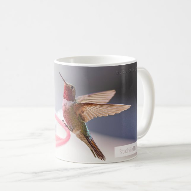 Caneca De Café Beija-flor-de-cauda-larga-macho Salmo 145:5 KJV (Frente Esquerda)