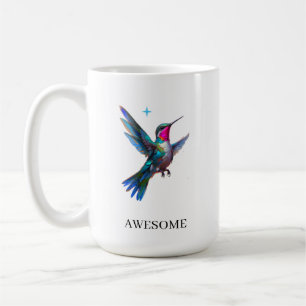 Caneca De Café Beija-flor Elegante em Branco