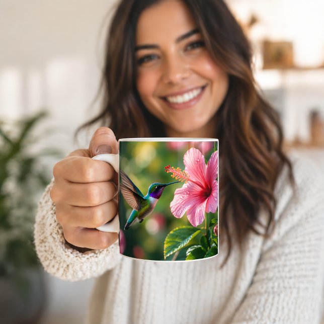 Caneca De Café Beija-flor em Flor (Criador carregado)