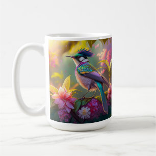 Caneca De Café Beija-flor Fantasia com Asas de Arco-íris e Crista