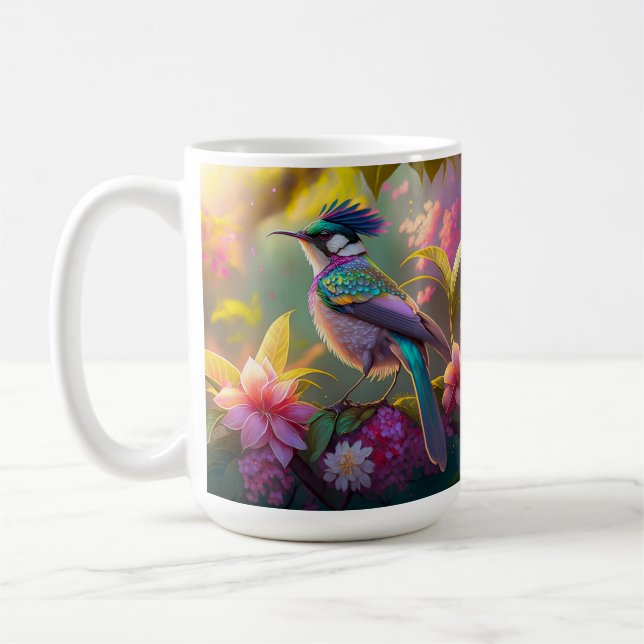 Caneca De Café Beija-flor Fantasia com Asas de Arco-íris e Crista (Esquerda)