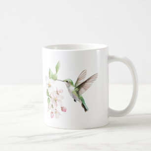 Caneca De Café Beija-flor Flor de Água-marinha de Primavera