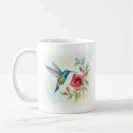 Caneca De Café Beija-flor Pequeno Aquarela