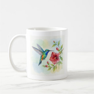 Caneca De Café Beija-flor Pequeno Aquarela